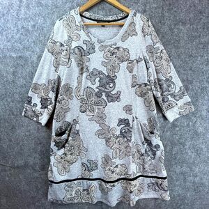 Chris McLaughlin Dress 16 Grey Comfy‎ Luxury Modest Boho Chic Stretch Lagenlook